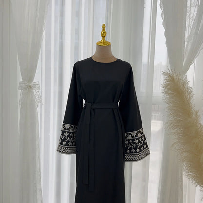 Modest Embroidered Kimono Dubai Abaya Middle East Türkiye Elegant Dress Eid Ramadan Kebaya Abayas F Women Caftan Marocain Femme.