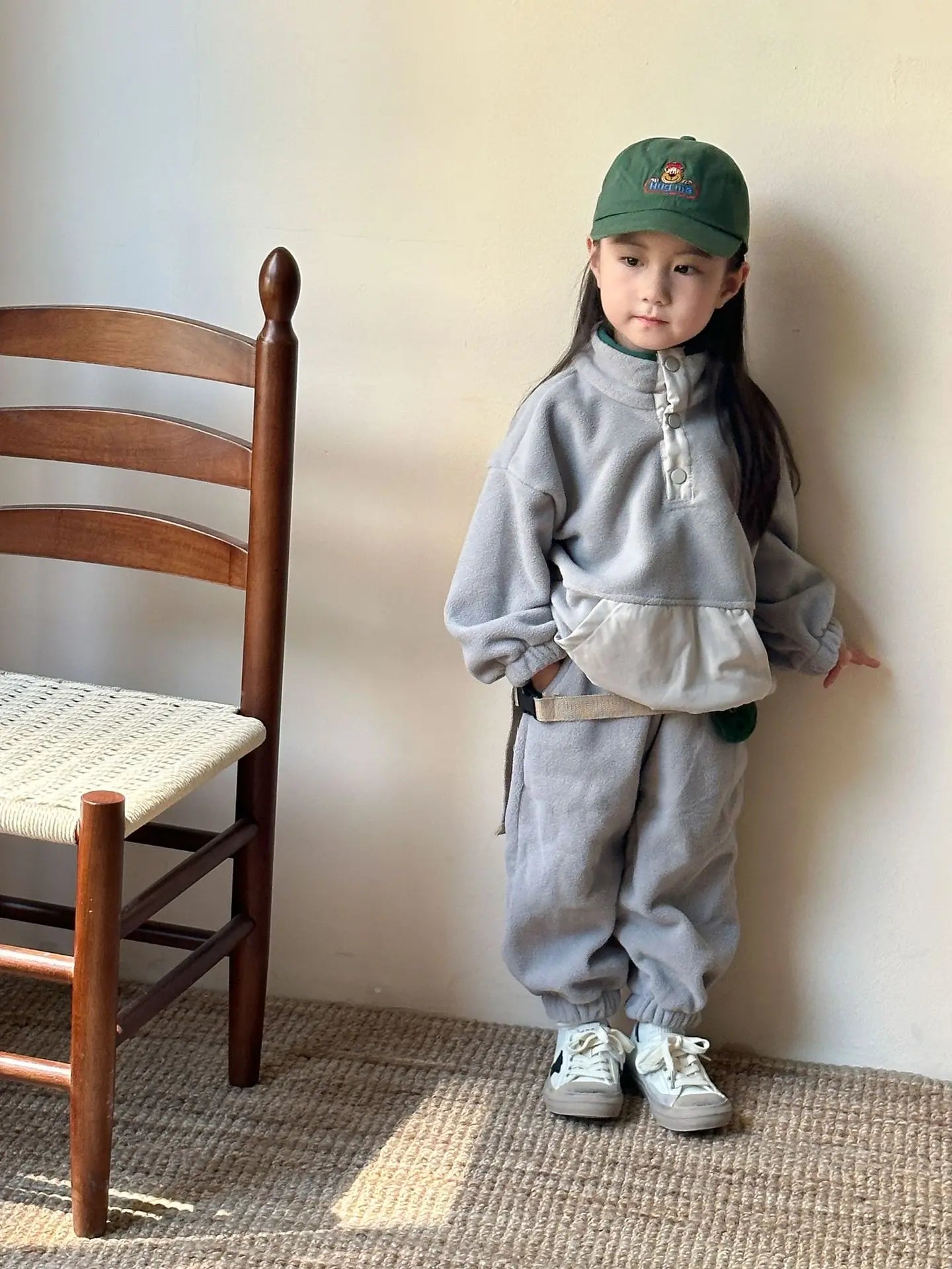 2025 Winter New Children Polar Fleece Sweatshirt Set Boys Girls Plus Velvet Thick Warm 2pcs Suit Kids Casual Sports Outfits