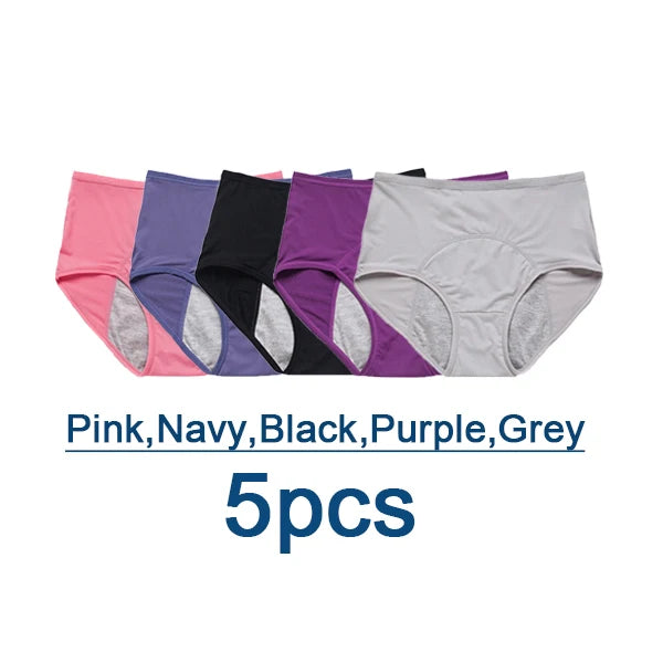 L-8XL Leak Proof Menstrual Panties 5PCS Women Period Underwear Sanitary Panties  Plus Size Physiological Waterproof Briefs
