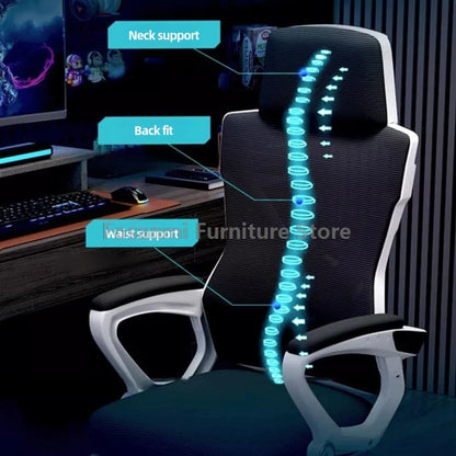 Atmungsaktiver, hochelastischer Netz-Bürostuhl, bequemer Gaming-Computerstuhl, verstellbarer Schreibtisch für Zuhause, Gamer, Drehstuhl, liegend