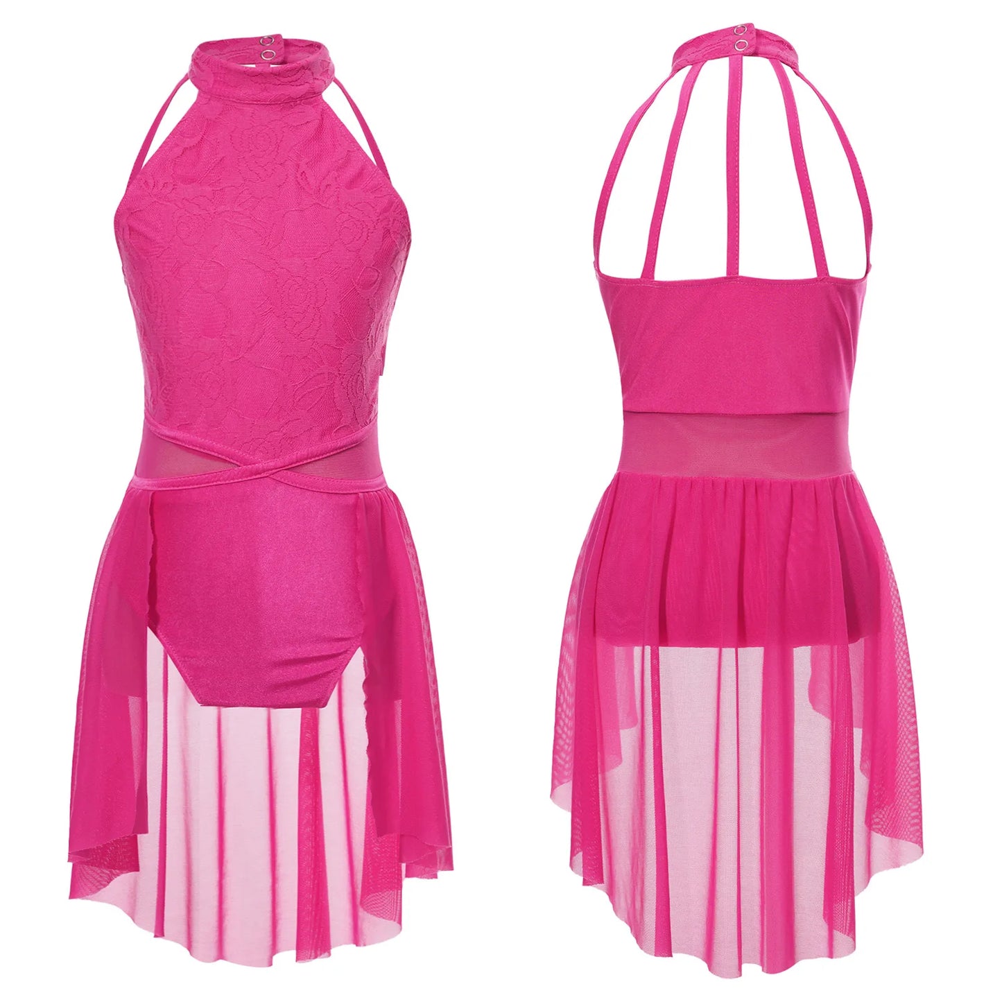 Mädchen Ballett Gymnastik Trikot lyrischen Tanz kleid ärmellose florale Spitze Tutu Tanz kleidung für Eiskunstlauf Bühnen performance