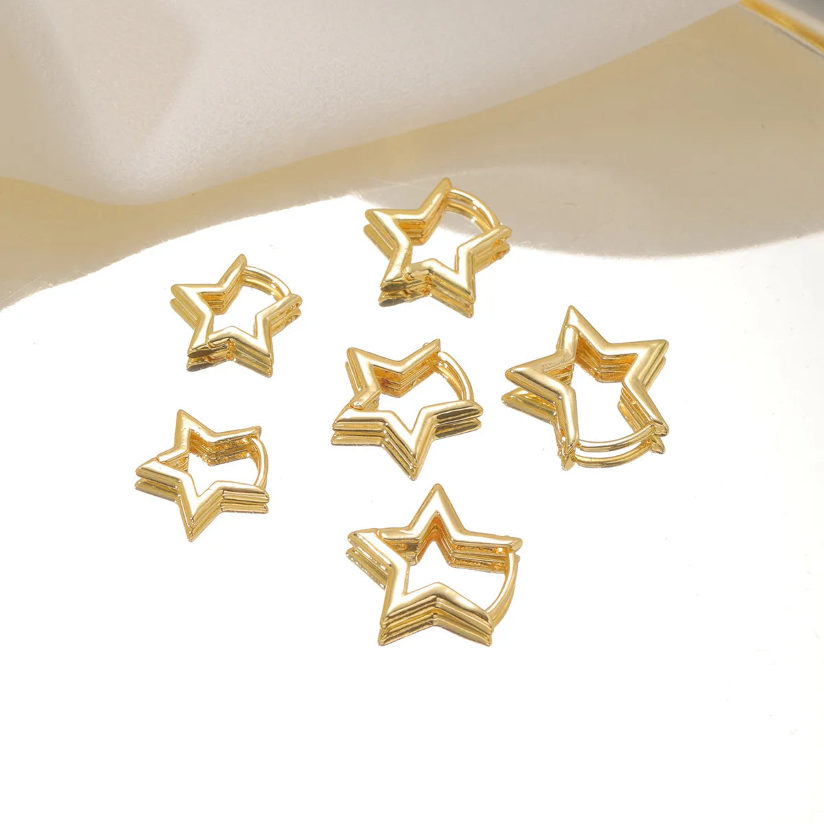 6Pcs/Set Fashion Simple Smooth Star Hoop Earrings for Women European Unisex Piercing Gothic Rock Jewelry Ear Buckles.