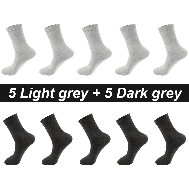 10Pairs/Lot Men Combed Cotton Socks Black Casual Business Breathable High Quality Man Sock New For Male Plus Size EU38-48