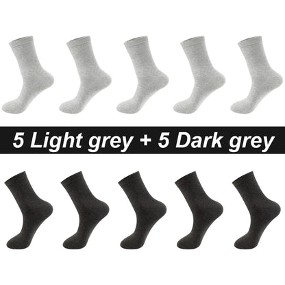 10Pairs/Lot Men Combed Cotton Socks Black Casual Business Breathable High Quality Man Sock New For Male Plus Size EU38-48