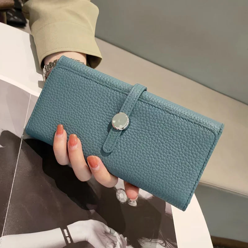 Genuine Leather Wallet Women Long Clutch Fashion Luxury Brand Ladies Purses Card Holder Zipper Coin Pocket High Quality Billfold