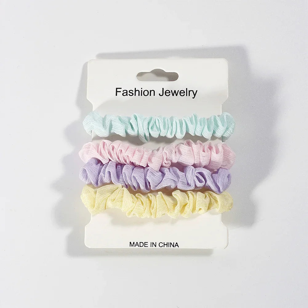 Sweet Multicolor Hair Tie Hair Clip Set Durable Hairpin Simple Elastic Ponytail Rubber Band Headwear Hair Styling Accessories.