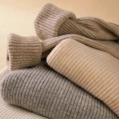 Frauen einfarbig lange Ärmel Roll kragen pullover Strick pullover grundlegende weiche Pullover einfache elegante Mode neu.