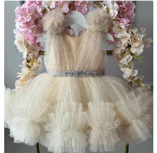 Luxuriöse Kinderkleidung, Babykleid zum ersten Geburtstag, Blumenkind-Hochzeitskleid, Mädchen-Karnevals-Performance-Kleidung.