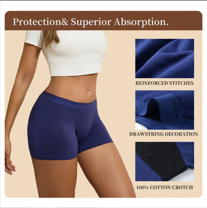 Women's Menstrual Panties Heavy Flow 4-Layer Leak Proof Cotton Period Underwear Absorbent  Boxer Brief.