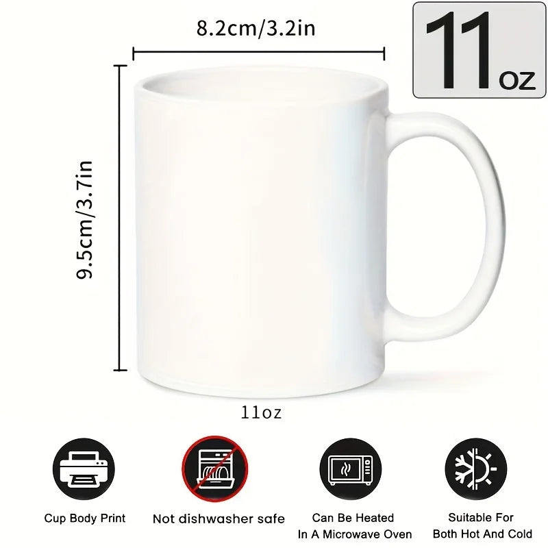 11oz Starfish Ceramic Coffee Mug – "Not All Stars Belong to the Sky" Design, White Tea Cup with Black Starfish Illustrations, Pe.