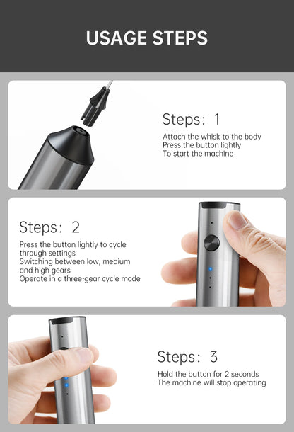 Mini milk frother, electric milk frother, coffee frother, household milk blender, handheld wireless whipper.