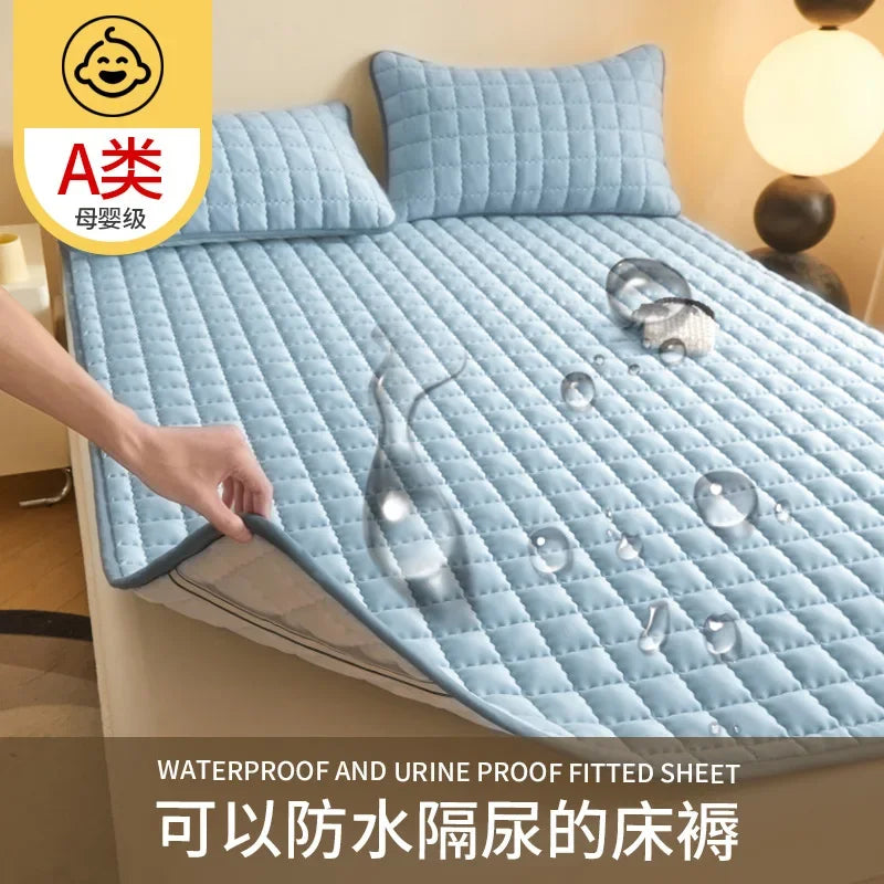 New class A skin-friendly padded cotton curve grid waterproof mattress mattress mattress protective mat.