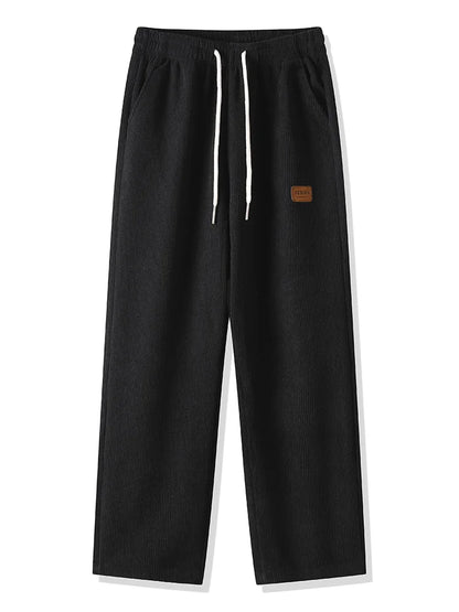 Winter Thick Warm Corduroy Sweatpants Men Fleece Liner Drawstring Straight Loose Track Pants Male Casual Fleece Thermal Trousers.