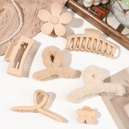 7/8Pcs Neutral Color Hair Clips for Women 4.7Inch Large Hair Claw for Thin Thick Hair,Big Matte Banana Clip,Strong Hold jaw clip.