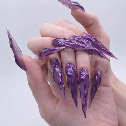 24pcs Blood Red Fake Nails Gradient Long Pointed False Nail Patch Full Cover Wearable Fake Nail Tips Halloween Manicure Sets.