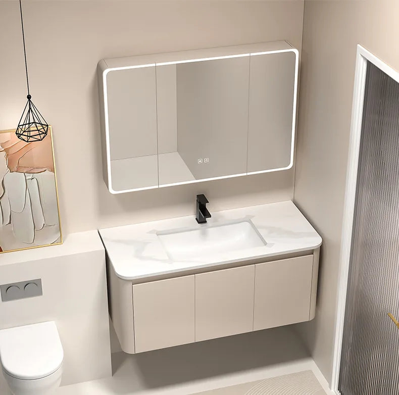 Moderner intelligenter Badezimmerschrank, Wabenstruktur, Aluminium, WC, Waschbecken, Schrank, Kombination, integriertes Keramikwaschbecken, Waschtisch