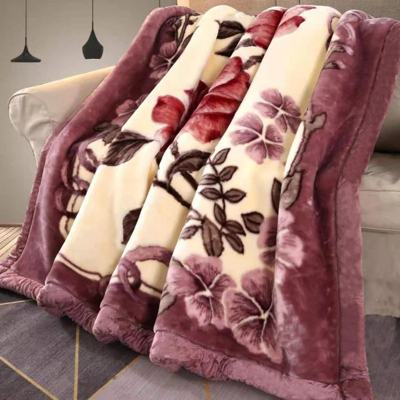 150x200cm Raschel Blanket Thick Double-layer Soft Plush Quilt Double Sided Velvet Winter Dormitory Office Sofa Warm Bed Sheet.