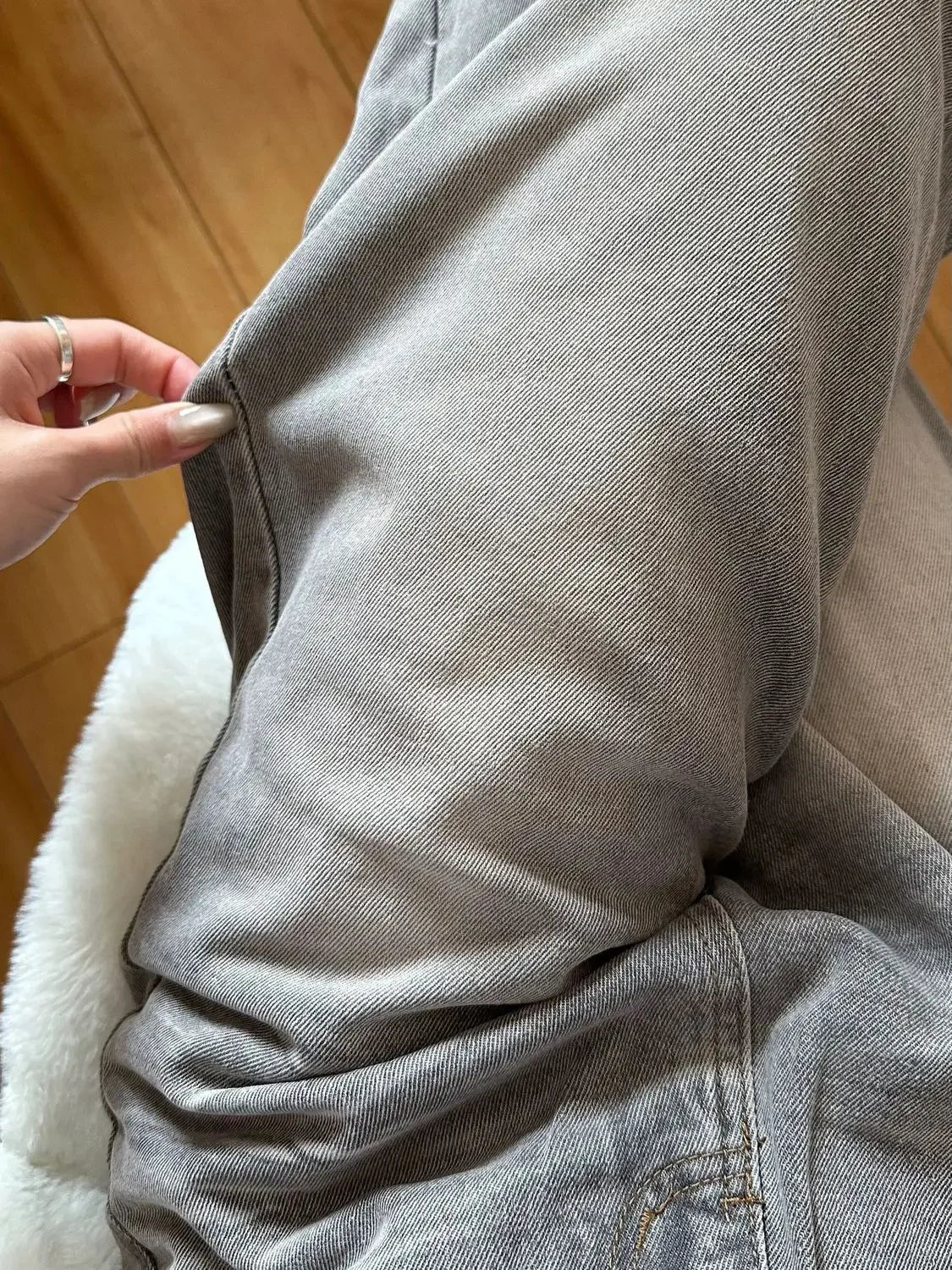 Vintage Wide-Leg Jeans Grey American Style Straight-Leg Casual Pants For Women Loose Fit Draped Spring Autumn 2024 New Arrival.