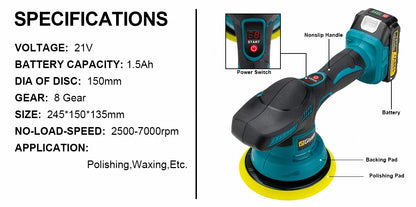 G perfil Akku-Autopolierer, 8 Gänge, verstellbar, automatisch, elektrisch, Wachsen, Schleifen, Versiegelung, Glasur, Elektrowerkzeug, passend für Makita 18 V Akku-Stift