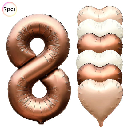 40in Cream Big Number Balloon 18in Three Color Love Foil Helium Balloons Aldult Birthday Set Boys Girls 1st Birthday Decorations