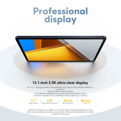 Global Version POCO Pad Tablet 12.1'' 120Hz 2.5K LCD Display Snapdragon 7s Gen 2 Octa core 10000mAh Battery 33W Charging.
