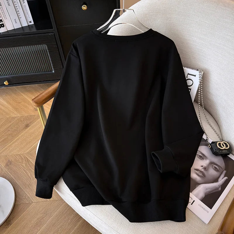 170kg plus size Damen büste Frühling Herbst Winter lose O-Neck Sweatshirt Langarm lässig Top 6xl 7xl 8xl 9xl 10xl 11xl.