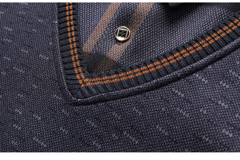 New Autumn Winter Sweaters Men's Velvet Pullover Knitted Bottom Shirts Men's Polo Pullover Wine Red Fleeced Knitwear.