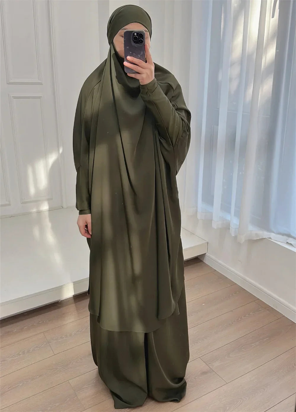 Autumn 2 Pcs Set Ramadan Eid Modest  Abaya Women Muslim Dress Hijab Kaftan Robe Femme Musulmane Islam Clothing Caftan Kebaya