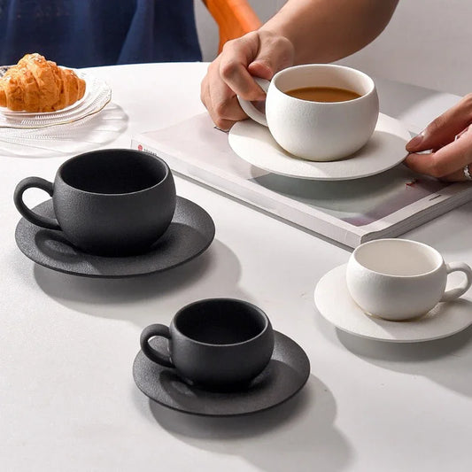 110/280ML Retro Coffee Cup and Saucer Burnt Stone Pattern Ceramic Mug Exquisite Afternoon Tea Cup Water Cups Gift Cup and Saucer.