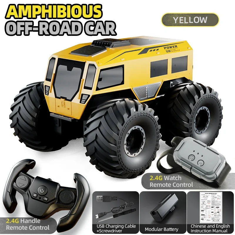 Q210 Amphibious Rc Car Dual Control 4WD Off-road Remote Control Waterproof Vehicle 2.4G Electric Climbing Crawler Toys for Kids