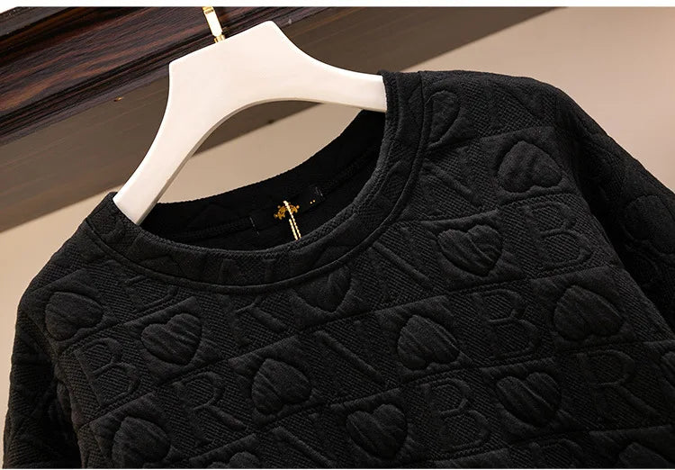 150Kg Plus Größe frauen Fehlschlag 157 Frühling Herbst Neue Liebe Drucken Lose Schlanke Sweatshirt Schwarz Grau Haut 6XL 7XL 8XL 9XL 10XL.