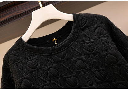 150Kg Plus Größe frauen Fehlschlag 157 Frühling Herbst Neue Liebe Drucken Lose Schlanke Sweatshirt Schwarz Grau Haut 6XL 7XL 8XL 9XL 10XL.