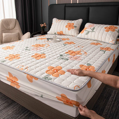 Bonenjoy Printed Bed Cover Simple Style Bedspread Quilted Bed Linen Home Non-slip Mattress Protector 매트리스 커버 (No Pillowcase).