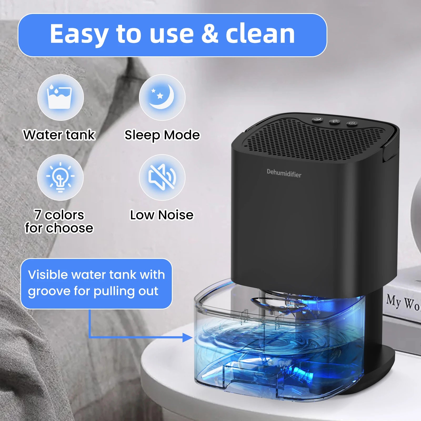 1pc 1000ml Portable Dehumidifier for Home Office and RV Eliminate Damp Mold and Moisture Easy to Use and Energy Efficient.
