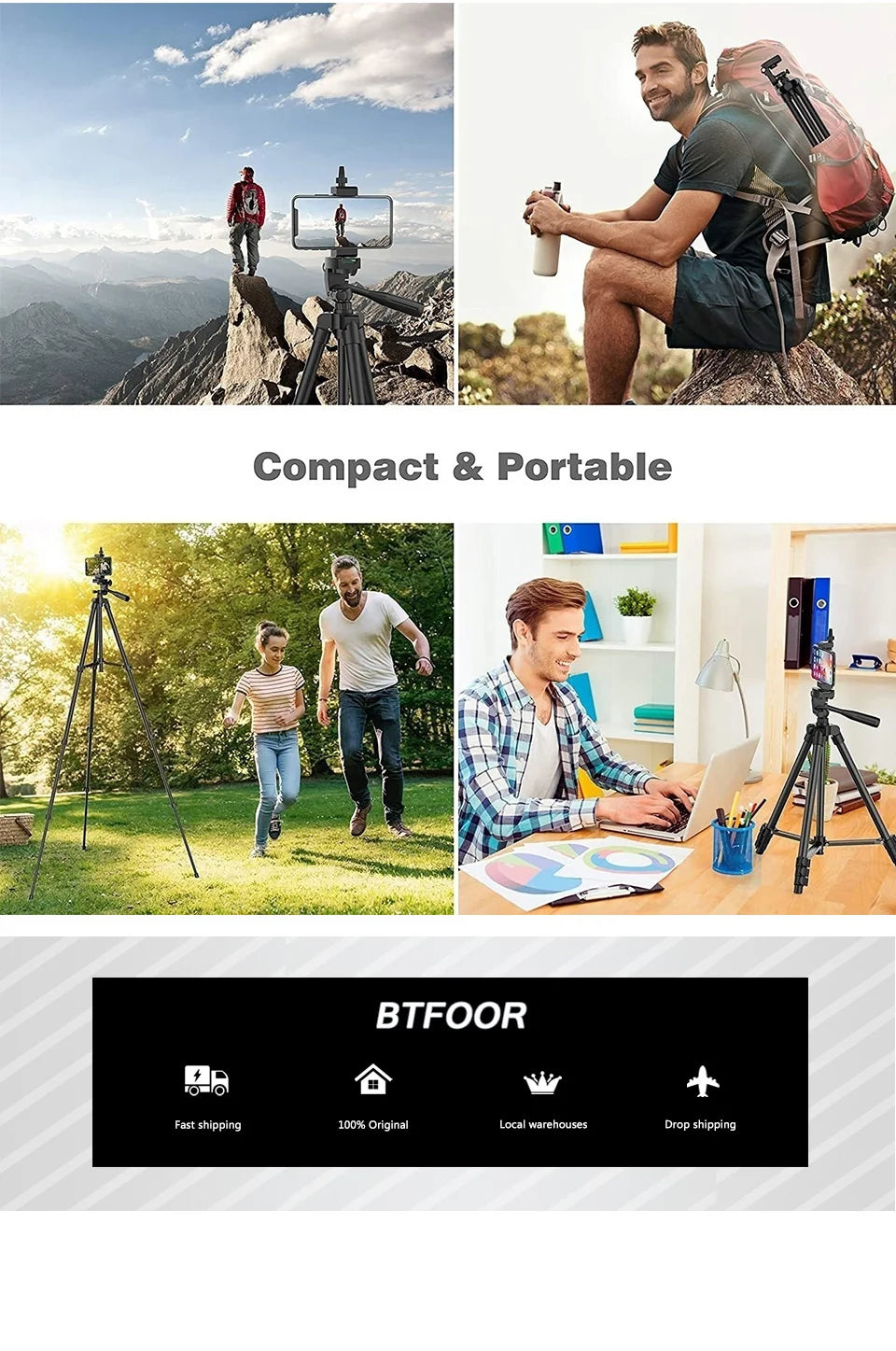 Phone Travel Self Tripod  Aluminum Tall 55” 140CM Stand With Quick Plates Mount Pan Head For Canon Nikon DSLR SLR Digital Camera.