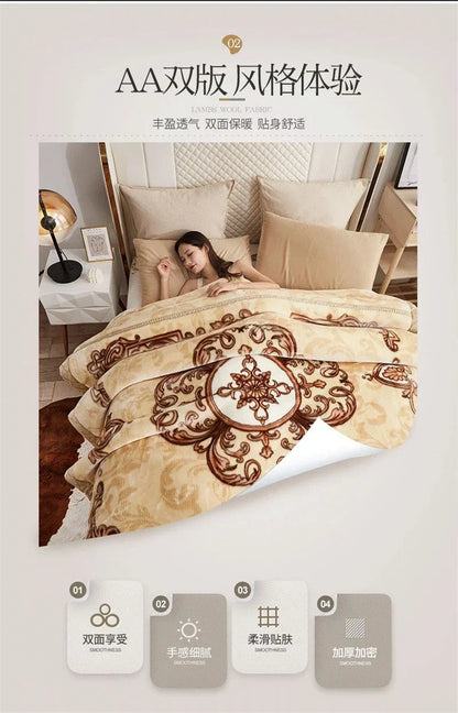 New Warm Weighted Blankets for Beds High End Thicken Warmth Raschel Blanket for Winter Autumn Double Side Plush Comforter Quilt.