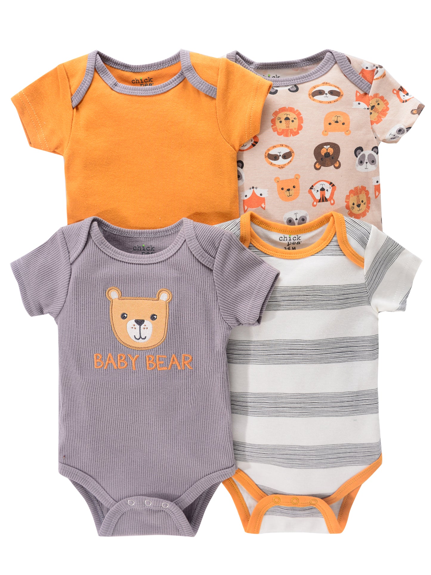 4PCS Neugeborenen Strampler Kurzarm Rundhals Cartoon Tier Blumen Drucken Body Onesies Für Baby Jungen Und Mädchen Kleidung