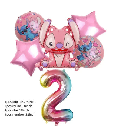 Niedliche Cartoon-Lilo und Stitch-Luftballons, alles Gute zum Geburtstag, Party, Babyparty, Dekorationen, Kindergeschenke, Einweggeschirr.