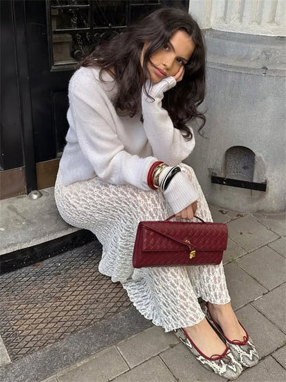 Tossy Fashion Summer Lace Long Skirt Women See-Through Slim High Waist Hollow Out Patchwork Elegant Commute Female Maxi Skirt