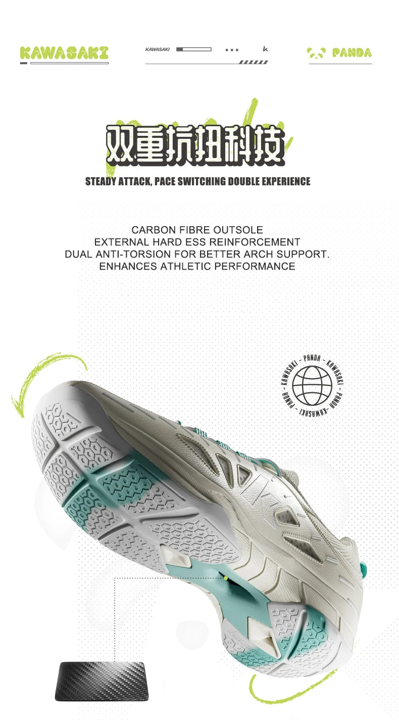 Kawasaki 2024 PANDA Badminton Shoes Professional Carbon Fiber Board Shock Absorption Men's Sneakers Women's Sports Shoes B3327.
