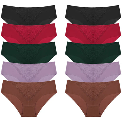 BZEL 10PCS/Set Women's Panties Exquisite Sweet Lace Underwear Sexy Lingerie Silk Satin Briefs Woman Comfort Breathable Underpant