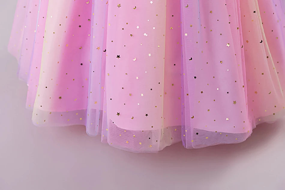 Elegantes, ärmelloses Tüll-Ballkleid für Kinder, Bühnenaufführungen, Hochzeiten, Weihnachten, Mädchenkleider, Mädchen-Prinzessin-Partykleider.