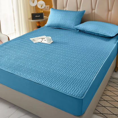 Waterproof Thicken bed Cover Solid color Mattress Protector Skin-Friendly Queen King Double Fitted Sheet Mat 90 140 180x200cm