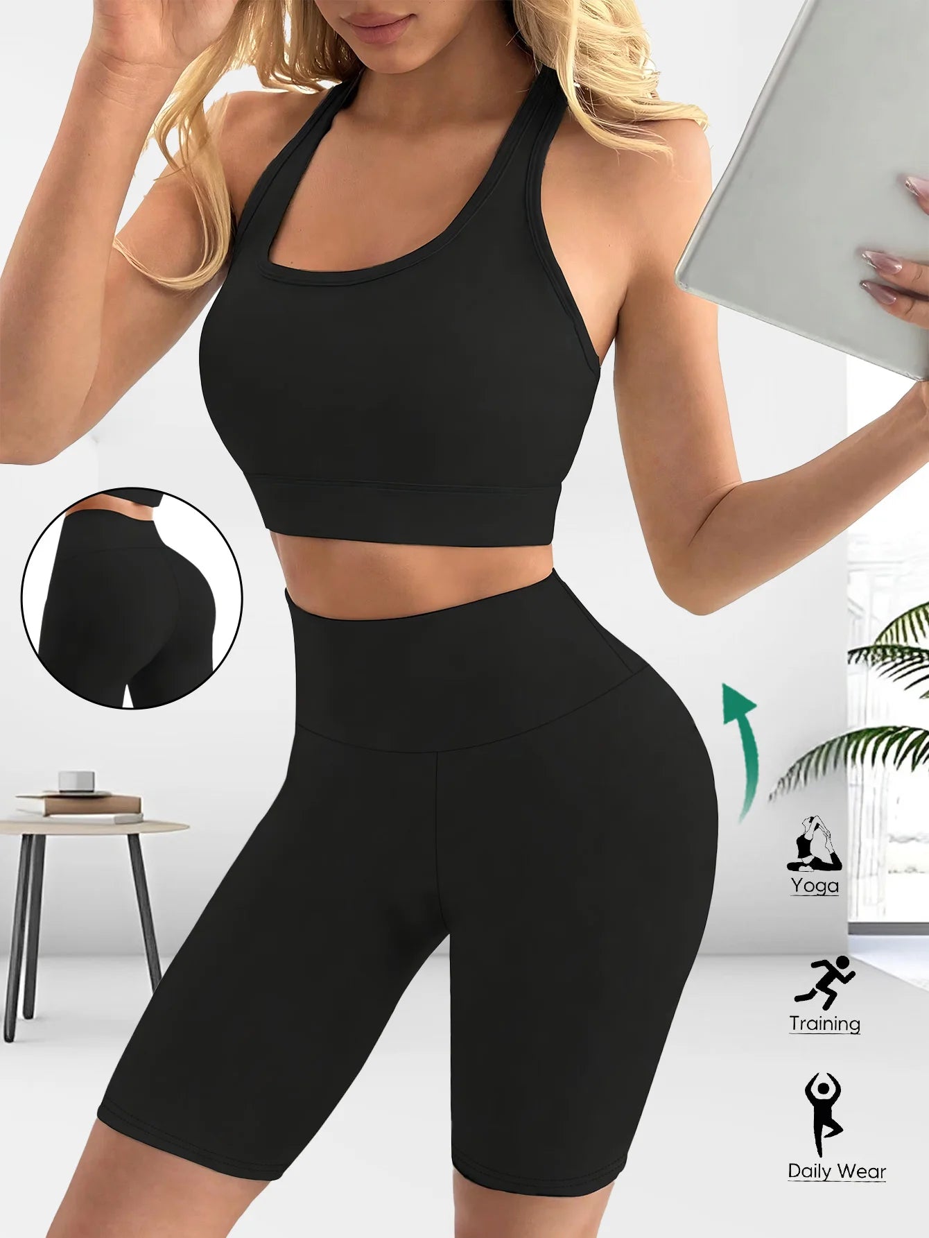 Fitfemme Women's High Waist Yoga Shorts - Tummy Control Quick Dry 4-Way Stretch Athletic Gym Running Workout Fitfemme.