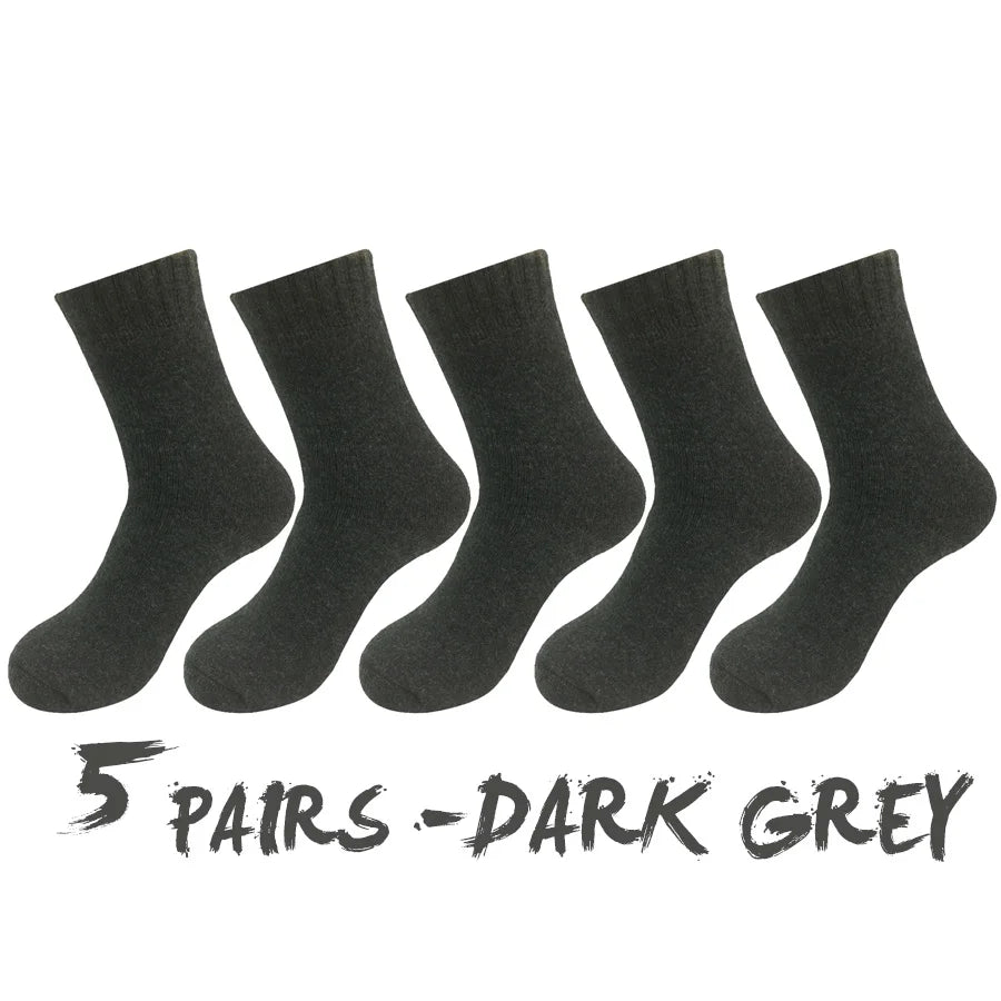 5 Pairs/Lot Thick Wool Socks Men Winter Warm Cashmere Breathable Long Sock Outdoor Male Meias New 7 Colors Hot Sale 2023