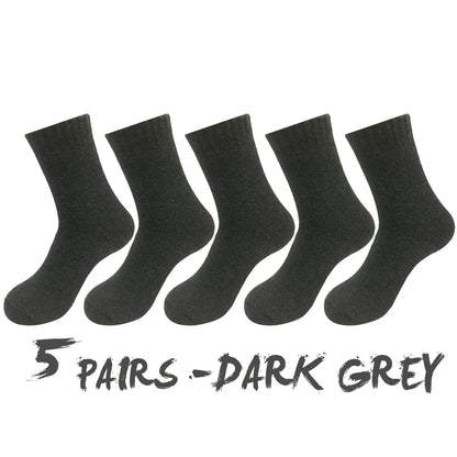 5 Pairs/Lot Thick Wool Socks Men Winter Warm Cashmere Breathable Long Sock Outdoor Male Meias New 7 Colors Hot Sale 2023