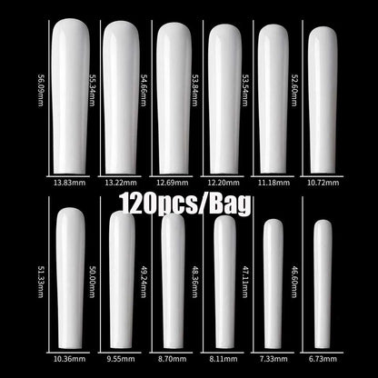 500/600pcs Long Pointed Fake Nail Tips Stiletto Half Cover French Acrylic UV Gel False Nail Extension Press On Nails Manic Tool.