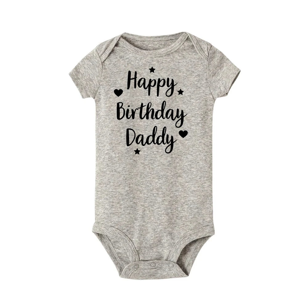 Alles Gute zum Geburtstag Papa Baby Body Vater Party Jungen Mädchen Outfit Strampler Säugling Sommer Kleinkind Kurzarm Kleidung Ropa Geschenke.