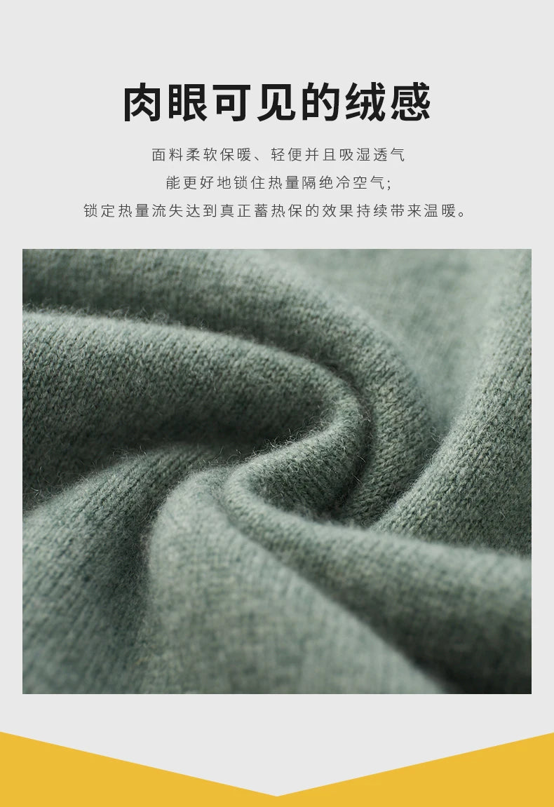 One-piece Hat with Pocket Men's Pullover 100% Cashmere Knitted Sweater Casual Comfortable Top Base Shirt Men's Clothing.