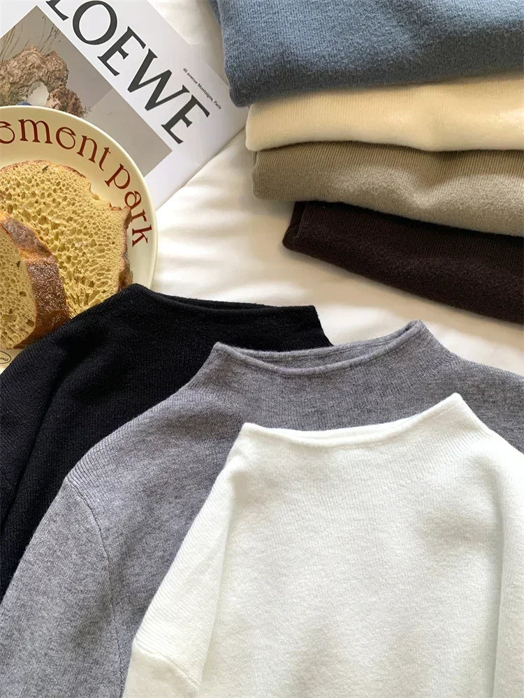 2025 Women Turtleneck Knitted Pullovers Solid Sweater Harajuku Korean Soft Warm Knitwear Autumn Winter Fashion Slim Jumpers Tops